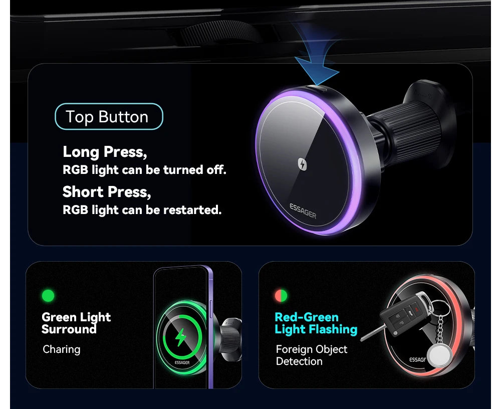 Essager Magnetic Wireless Charger Car Phone Holder