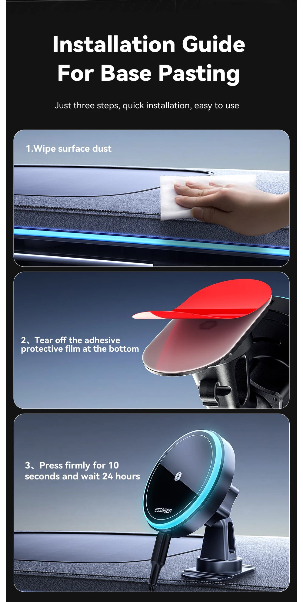 Essager Magnetic Wireless Charger Car Phone Holder