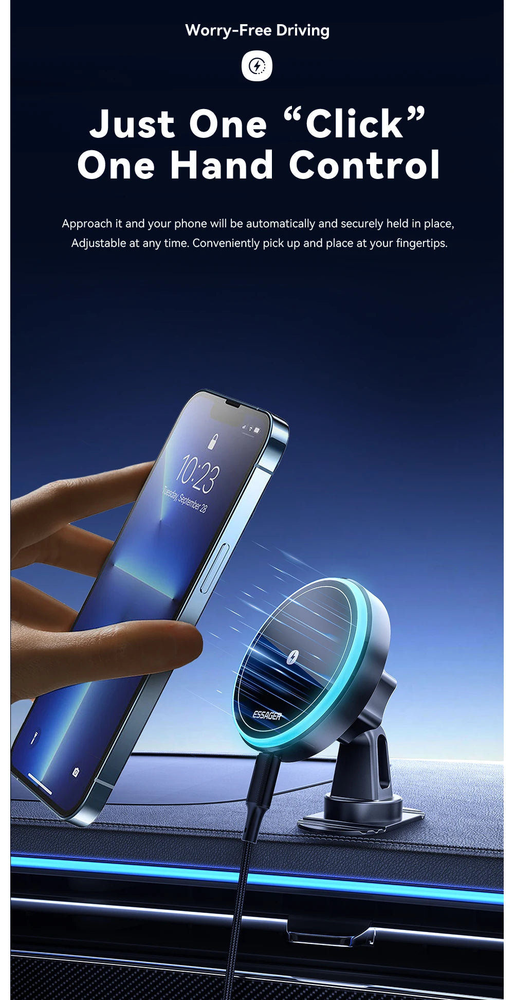 Essager Magnetic Wireless Charger Car Phone Holder