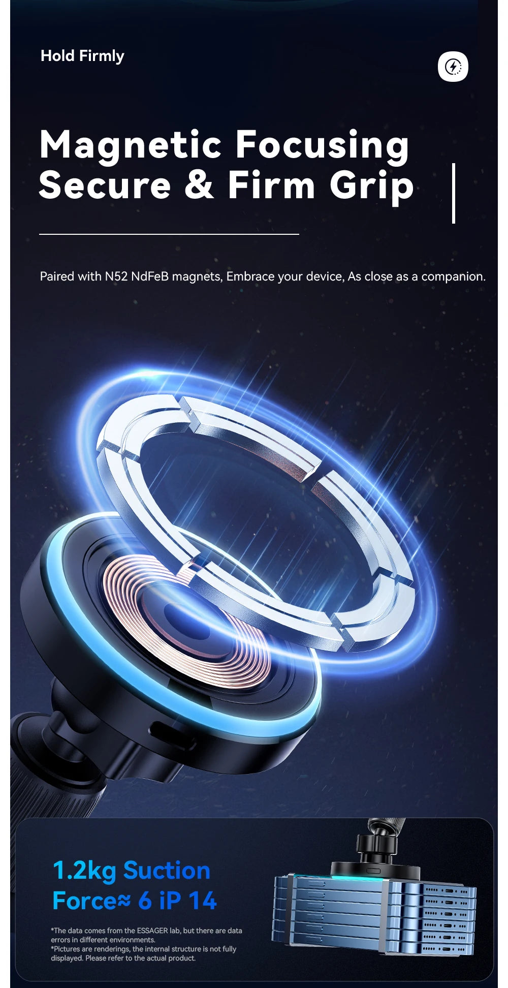 Essager Magnetic Wireless Charger Car Phone Holder